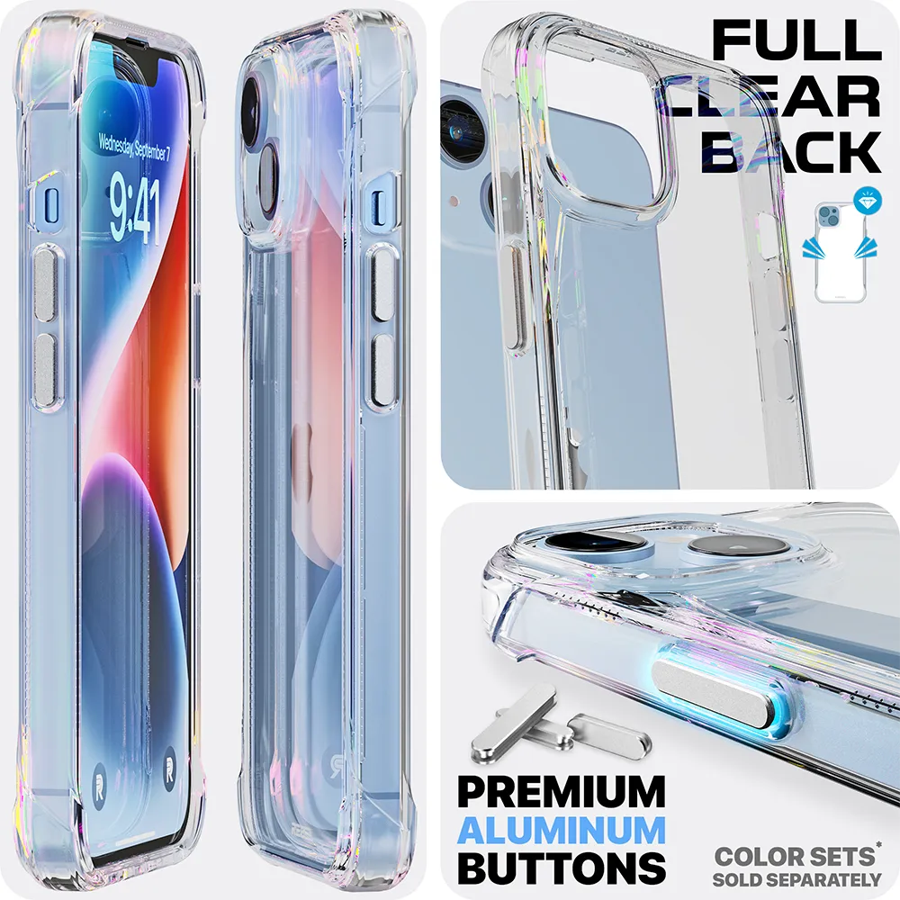 Premium Transparent Clear Cases for iPhone- Colorful Buttons